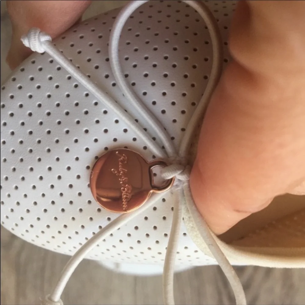 - Ruby and bloom winter white perforated ballet flats/gorgeous rose gold t…